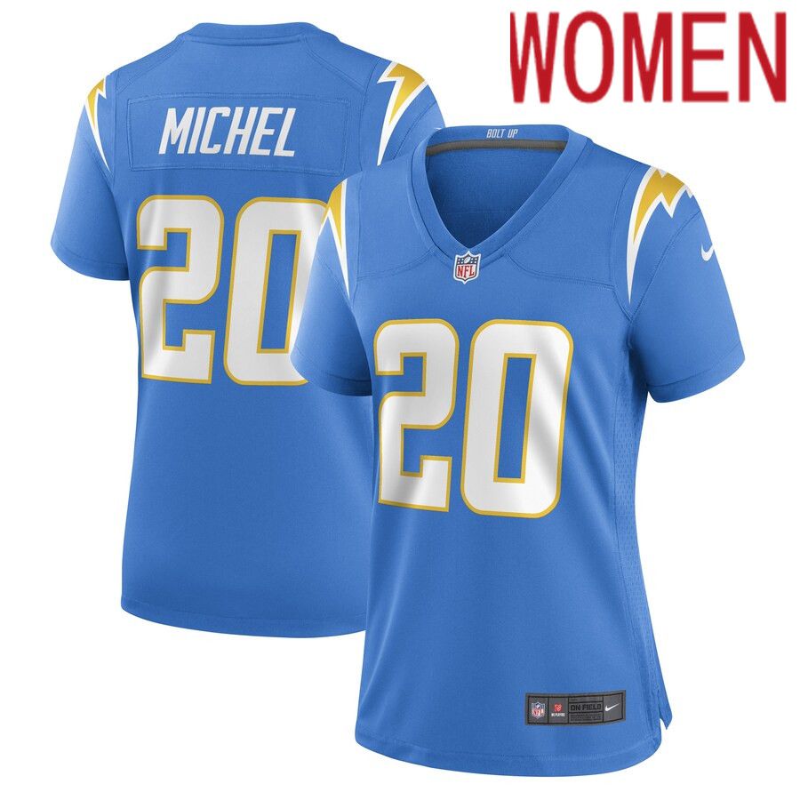 Women Los Angeles Chargers #20 Sony Michel Nike Powder Blue Game Player NFL Jersey